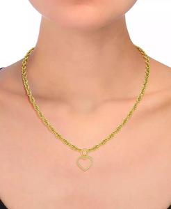 Collana a cuore aperto di diamanti (1/4 ct. T. w.) in argento Sterling placcato oro 14k | Macacy's - Product Image 2