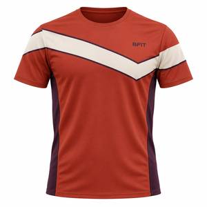 Men's Short Sleeve Sport T-<b>Shirt</b> Red White Purple <b>Geometric</b> Pattern Quick Dry Regular Fit O-Neck Knitted Polyester - Product Image 1