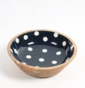 Best Quality Wood Bowl Salad Serving Bowl With Blue White Pattern Customized Designer Bowls Reusable Handmade <b>Pasta</b> Bowl - Product Image 5
