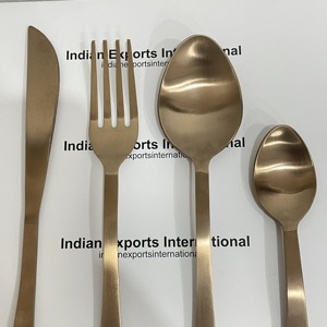 Juego de Cubiertos de Lujo en Latón Macizo Dorado |   Tenedores/Cuchillos/Cucharas de Comedor de Latón Mate, Diseño Clásico, Aptos para Lavavajillas y Congelador, Ligeros - Product Image 3