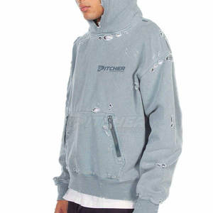 Sudadera con capucha de la mejor calidad, cómoda y con estilo desgastado para hombre, sudaderas casuales con corte relajado. - Product Image 4