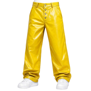 Best Selling <b>Men</b> Leather Pants Breathable Washed <b>Men</b> Leather Pants Lightweight Quick Dry <b>Men</b> - Product Image 5