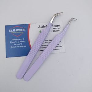 Pinzas para pestañas con recubrimiento en polvo con logotipo personalizado más vendidas, herramienta de belleza de acero inoxidable de rendimiento óptimo, punta de fibra sostenible - Product Image 3