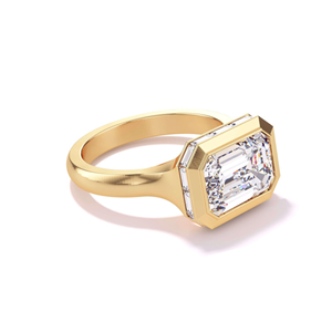 แหวนหมั้นเพชรทรงเหลี่ยมมรกต เพชรเพาะเลี้ยง 3 กะรัต ทองคำเหลือง 14k หรูหรา รับรองโดย IGI สำหรับงานปาร์ตี้ - Product Image 1