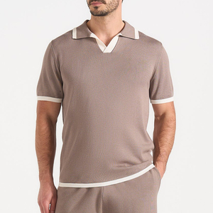 Camiseta de Punto de Alta Calidad para Hombre, Duradera y Absorbente de Humedad, de Algodón/Fibra de Bambú, para Uso Deportivo y Casual, Color Azul Marino Sólido - Product Image 4