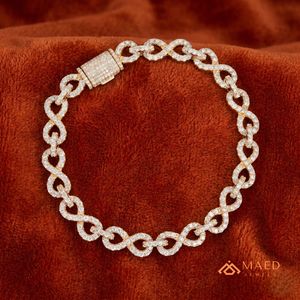 Gold <b>Infinity</b> Link Moissanite <b>Bracelet</b> Premium Fine Chain Link <b>Bracelet</b> Luxury Fashion Jewelry For Men Women Gift - Product Image 3
