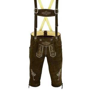Bretelles en cuir Lederhosen traditionnelles allemandes, couleur brun foncé, tailles européennes 46 à 62 - Product Image 1