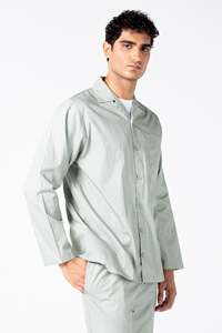Ensemble de pyjama pour homme à manches longues en coton tissé, couleur unie, doux, décontracté, pour la saison printanière, lavable en machine - Product Image 3