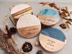 Posavasos de madera y mármol elegantes para bebidas, accesorios para comedor, encimera de cocina, rincón de café y barra. - Product Image 1