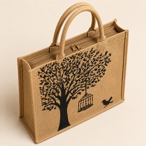 Bolsa de Yute con Logotipo Personalizado, Diseño Étnico de Dibujos Animados, Tejida, Tamaño Mediano/Grande, Gran Capacidad, Bolso de Hombro, Asa Flexiloop de Gujarat, Venta al por Menor - Product Image 4