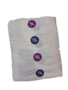 Suministro al por mayor de tela de algodón blanca con doble borde, con bordado de hojas Schiffli y calado para moda étnica - Product Image 1