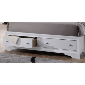 Letto matrimoniale in legno stile tradizionale con contenitore, colore bianco - Product Image 4