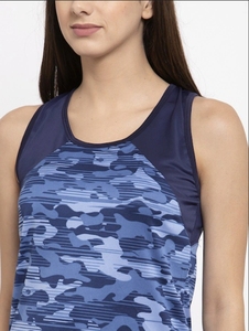Débardeur de sport pour femme à imprimé camouflage avec col rond, séchage rapide, en spandex et polyester, idéal pour la gym, le yoga et le fitness - Product Image 3