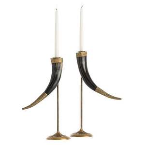 Support et porte-bougie en corne de buffle de style ethnique animalier, artisanal, objet de collection pour la décoration de mariage et les idées cadeaux - Product Image 2