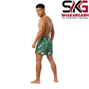 Shorts de Muay Thai verts, shorts d'entraînement de combat, shorts de boxe d'arts martiaux avec fente latérale - Product Image 3