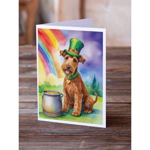 Whimsical A7 Size 5x7 St Patrick's Day <b>Greeting</b> <b>Cards</b> Pack of 8 Irish Terrier Blank <b>Note</b> <b>Cards</b> with Envelopes - Product Image 2