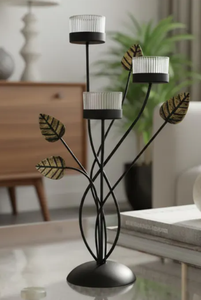 ชั้นวางต้นไม้โลหะในร่มทันสมัย 4 ชั้น พร้อมดีไซน์ใบไม้สวยงาม - Product Image 4
