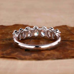 Oval Diamond Freshwater Pearl <b>Eternity</b> Band Wedding Anniversary <b>Ring</b> Full <b>Eternity</b> Rhodium Plated 925 <b>Silver</b> Party Gift for - Product Image 3