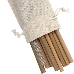 Wholesale Reusable Biodegradable Bamboo <b>Drinking</b> <b>Straws</b> Set with 1 Cleaning Brush & Storage Bag Made from Vietnam - Product Image 1