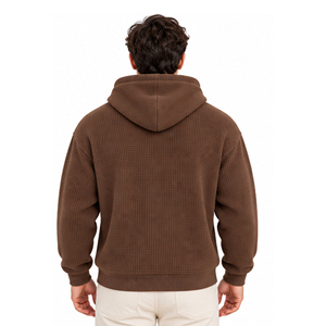 Sweat à capuche en maille gaufrée pour homme, pull thermique à manches longues, décontracté, streetwear d'hiver, sweat à capuche personnalisé, vêtements de sport en gros - Product Image 4