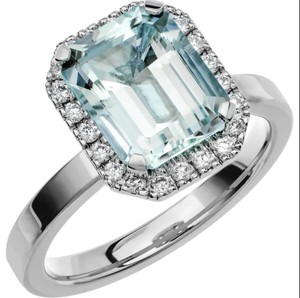 <b>Emerald</b> Cut Blue Topaz 925 Sterling <b>Silver</b> White Gold Plated Luxury Engagement <b>Ring</b> for Women Wedding Anniversary & Party - Product Image 1