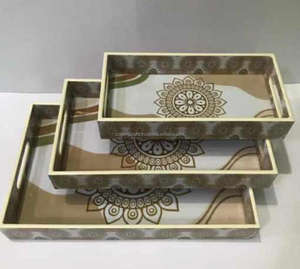 Bandeja Decorativa Moderna con Diseño Floral para Diwali, Fabricada en Resina y Madera, con Tecnología Táctil y Acabado Esmaltado - Product Image 4