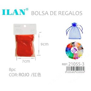 Sacchetti Regalo in Organza Ilan 7x9 Cm Rossi 8 Pezzi per Regali di Nozze - Product Image 3