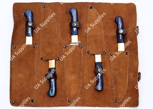 Cuchillo de Acero de Damasco OEM/ODM Personalizado, Hoja Martillada, Afilado como una Navaja, 58 HRC, Juego de Cuchillos de Cocina Profesionales para Chef, Mango de Madera Pakka y Latón - Product Image 6