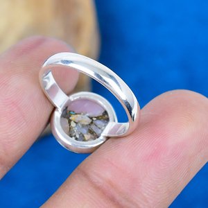 Natural Pink <b>Opal</b> Turquoise Round Shape Gemstone Handmade <b>Ring</b> 925 Sterling <b>Silver</b> Finish - Product Image 4