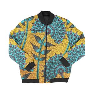 Chaqueta Bomber para Hombre, Talla Grande, Estampado Geométrico, Cierre de Cremallera, Estilo Casual para Otoño, Manga Regular, Cuello Camisero, 100% Poliéster - Product Image 1