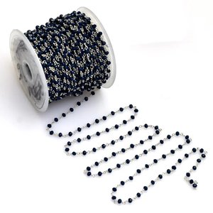 Chaîne de chapelet en saphir bleu hydro, perles rondelles facettées de 3 mm, fil plaqué argent, vente en gros - Product Image 3