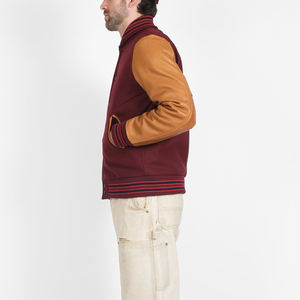 Chaqueta Universitaria de Lana Blanca y Negra con Mangas de Cuero, Chaqueta Clásica Estilo Bomber para Hombre y Mujer - Product Image 5