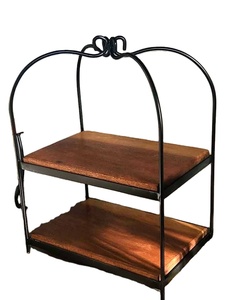 Soporte de pastel de forma personalizable de 2 niveles de hierro y madera ecológico de creación antigua con nuevo diseño - Product Image 1