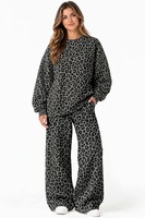 Ensemble deux pièces personnalisé pour femme : sweat-shirt rose camouflage et pantalon large, col rond, manches longues