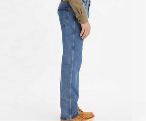 Jean en denim délavé taille haute pour homme, coupe droite, fermeture éclair, décontracté, 100 % coton, poids moyen, style hiver, personnalisable - Product Image 3