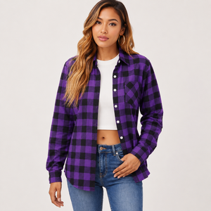Chemisier formel en flanelle à manches longues pour femme, chemise boutonnée à carreaux Buffalo, haut tricoté respirant et tendance pour l'automne - Product Image 5