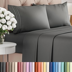 Parure de draps ultra douce et luxueuse, draps et taies d'oreiller brodées, tailles et couleurs personnalisables - Product Image 1