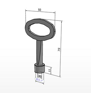 K0535 Clé de serrure carrée 8 mm, forme : B, en zinc, chromée - Product Image 3