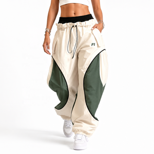 กางเกงวอร์มลำลองแบบ unisex มีเชือกผูกเอว สีตัดกัน กางเกงจ็อกเกอร์ออกกำลังกาย สตรีทแวร์ลายทาง กางเกงขายาวทรงหลวม กางเกงสเวตแพนท์ผู้ชาย - Product Image 1