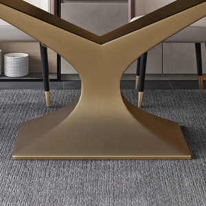 Splendor Modern Rectangular Dining <b>Table</b> and Chair Combination with Italian Stone and Glass Top - Product Image 3