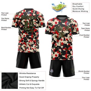 Uniforme de Fútbol Personalizado para Hombre, Estilo Táctico, Sin Mangas, Color Verde Oliva y Negro, Sublimado, Transpirable, de Poliéster/Algodón - Product Image 2
