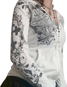 เสื้อสเวตเตอร์ระบายอากาศมีฮู้ดลำลองมีสไตล์ลายหินแรดมีฮู้ดป้องกันริ้วรอยระบายอากาศได้ดีสำหรับผู้หญิง - Product Image 5