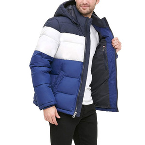 2025 Men's Custom Streetwear Puffer Jacket High Quality Canvas <b>Thick</b> Warm <b>Winter</b> Hooded <b>Coat</b> with Stand Collar for Men - Product Image 5