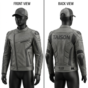 Mens 950 GSM Premium Cowhide Leather Motorbike <b>Jacket</b> Grey Panel Design Embossed Custom Logo Men's <b>Jackets</b> - Product Image 1