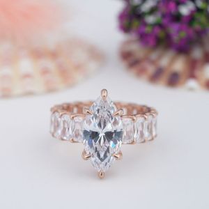 Anillo de Plata de Ley 925 con Moissanita de Corte Marquesa Grande en Forma de Corazón, Bañado en Rodio y Oro de 14K, Estilo Vintage, el Más Vendido - Product Image 1