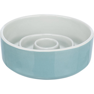 Bol et distributeur de nourriture pour animaux de compagnie en céramique à alimentation lente gris/bleu 0,45 L/ 14 cm - Product Image 1