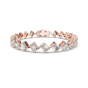 Pulsera de tenis de lujo para mujer con diamantes talla princesa y engaste de cuatro puntas en oro rosa, ideal para fiestas y cumpleaños - Product Image 1