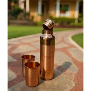 Bouteille en cuivre polonais avec ensemble de verres, pour usage domestique, compatible lave-vaisselle, bouteille d'eau de haute qualité, écologique, qualité alimentaire - Product Image 6