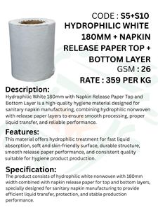 Papel Antiadherente Hidrófilo Blanco Premium de 180 mm con Capa Superior e Inferior para la Producción de Servilletas y la Industria de Productos de Higiene - Product Image 5