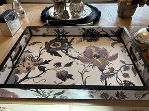 Plat de service artisanal pour mariage, décoration de table, plateau de service pour la restauration, finition émaillée imprimée, plateaux de service en bois - Product Image 6